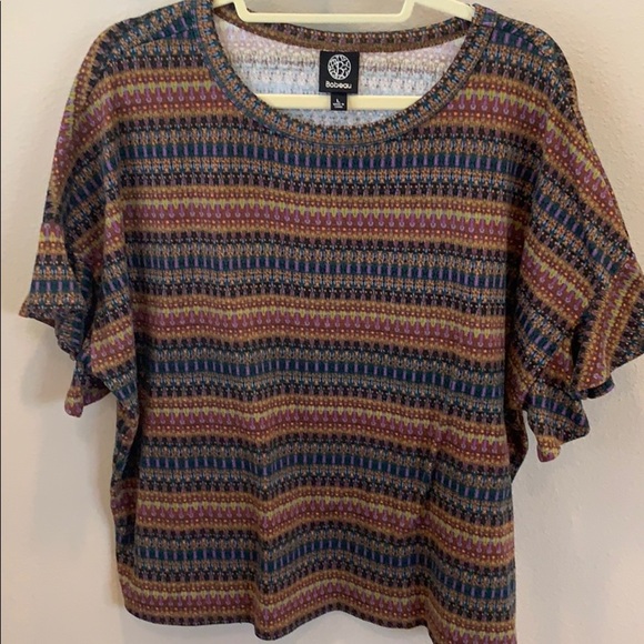 Large Short sleeve multi color Bobeau shirt - Picture 1 of 3